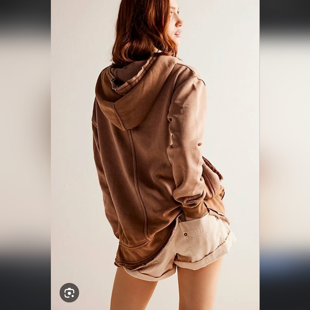 Free People NWOT Zuma Brown Hoodie L - Picture 2 of 5